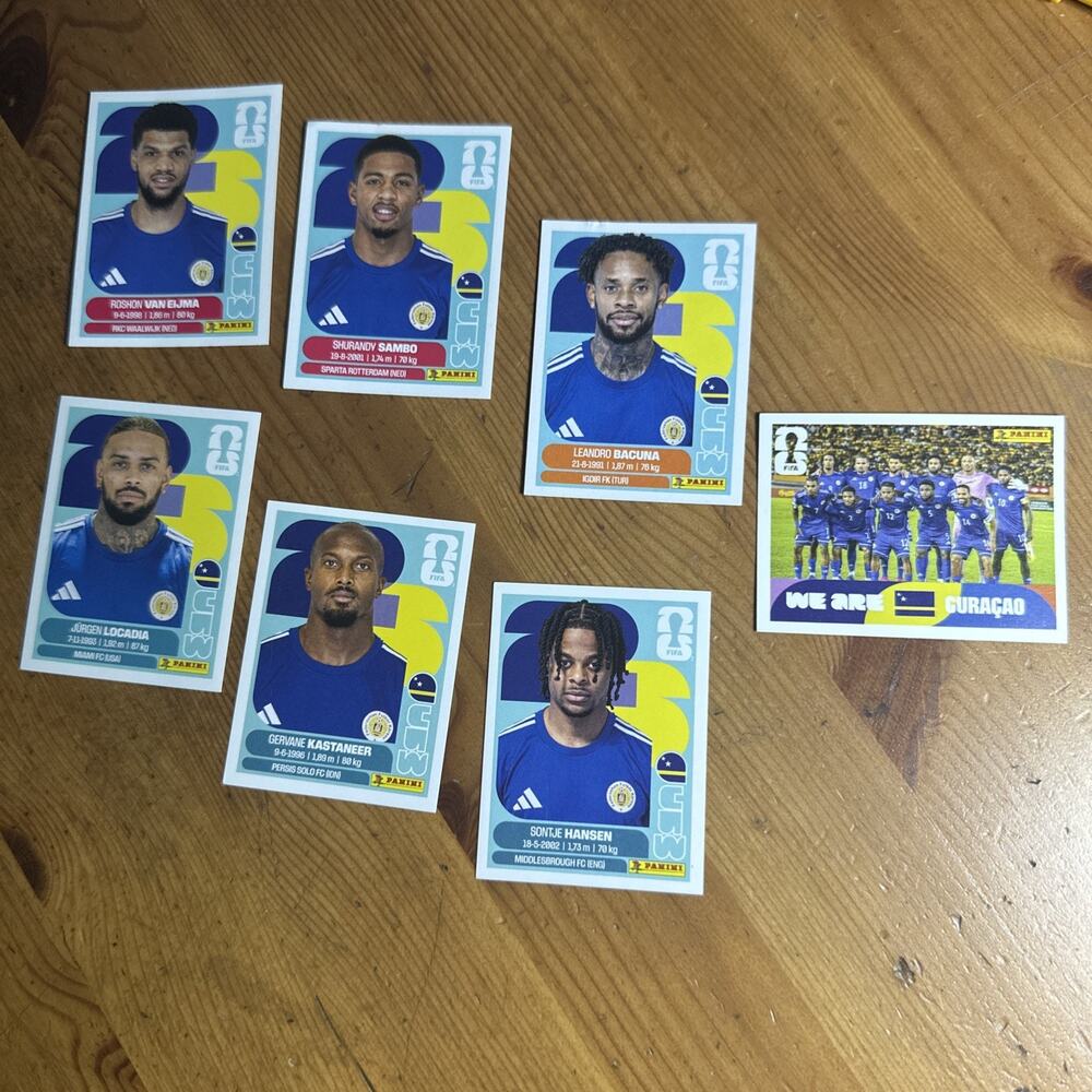 2026 Panini FIFA World Cup Curacao - 7 Sticker Lot CUW 7/8/12/13/17/19/20